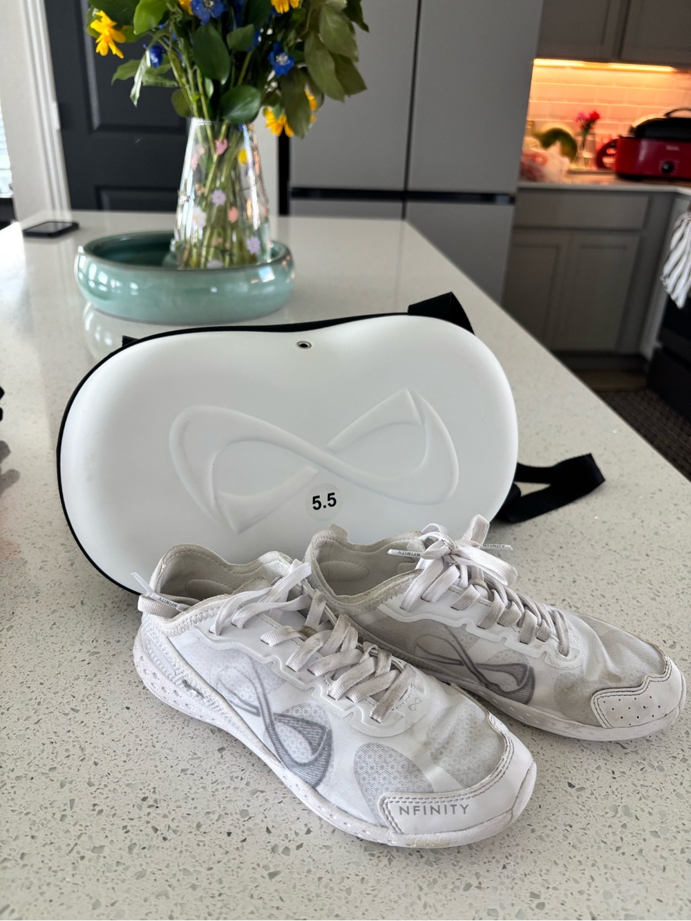 NFINITY White Cheer/Dance Sneakers with White Carry Case